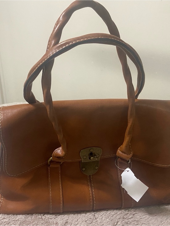Patricia Nash Handbags - Patricia Nash Cognac Brown Leather Satchel with Twist Handles